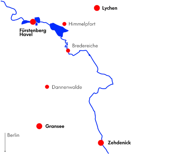 Karte: Oberhavel mit Fürstenberg/Havel, Lychen, Gransee und Zehdenick